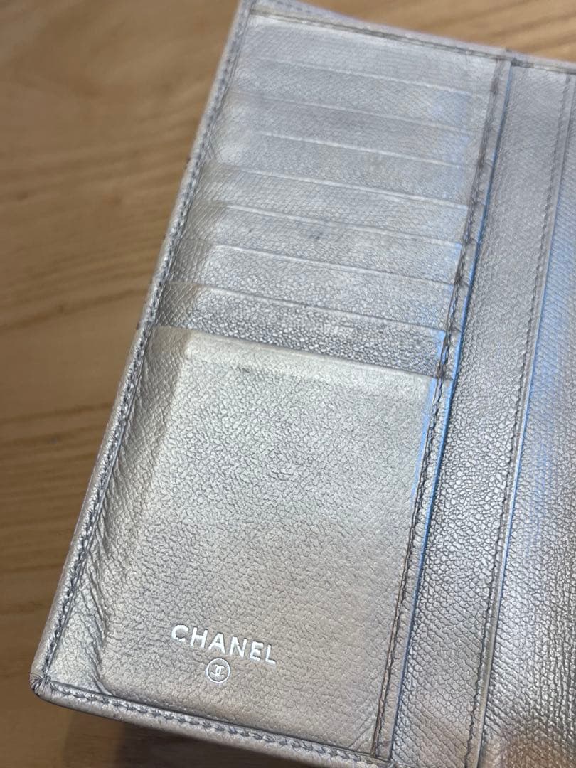 ☆ちゅん☆CHANEL 二つ折り財布 長財布 レディース ベージュ レザー