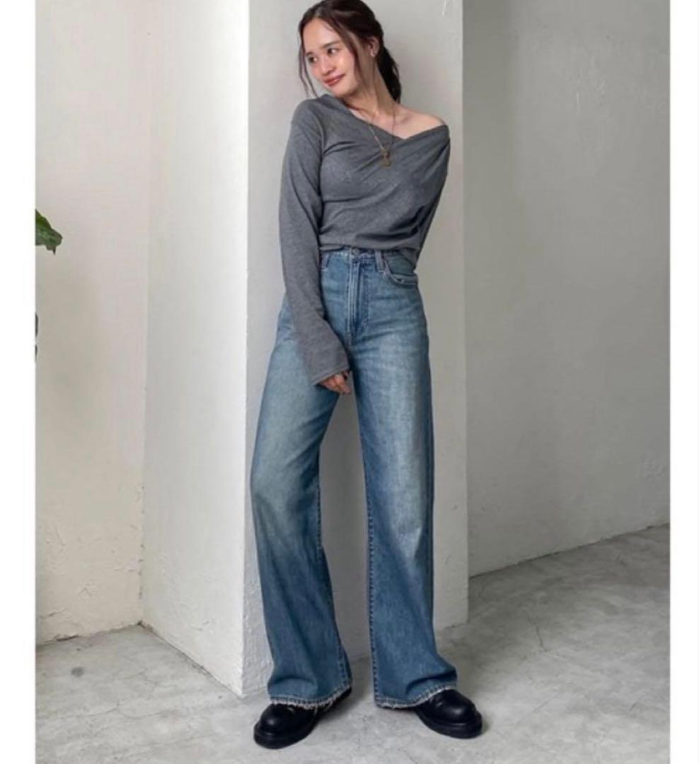 美品★Ungrid Levi's別注RIBCAGE ＷIDE LEG サイズ25