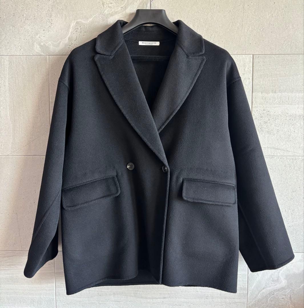 【美品】BEAUTY&YOUTH リバー テーラード ミドルコート 黒 S