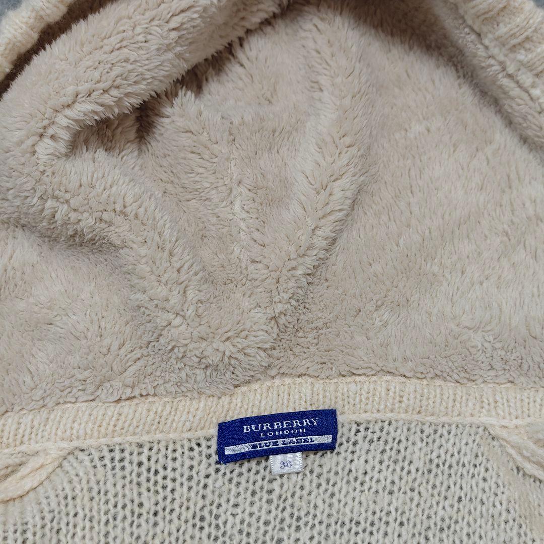 良品✨バーバリーブルーレーベル ケーブルニット　ロングカーディガン　フード付き