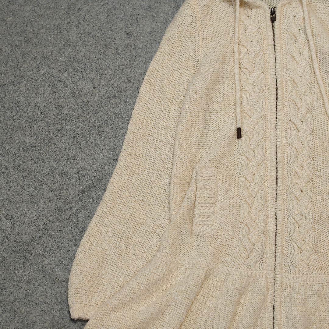 良品✨バーバリーブルーレーベル ケーブルニット　ロングカーディガン　フード付き