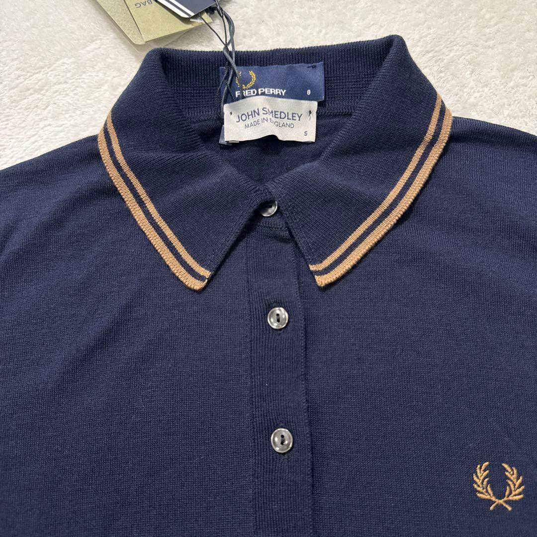 新品 フレッドペリー × ジョンスメドレー ポロシャツ 長袖 ネイビー 春夏秋
