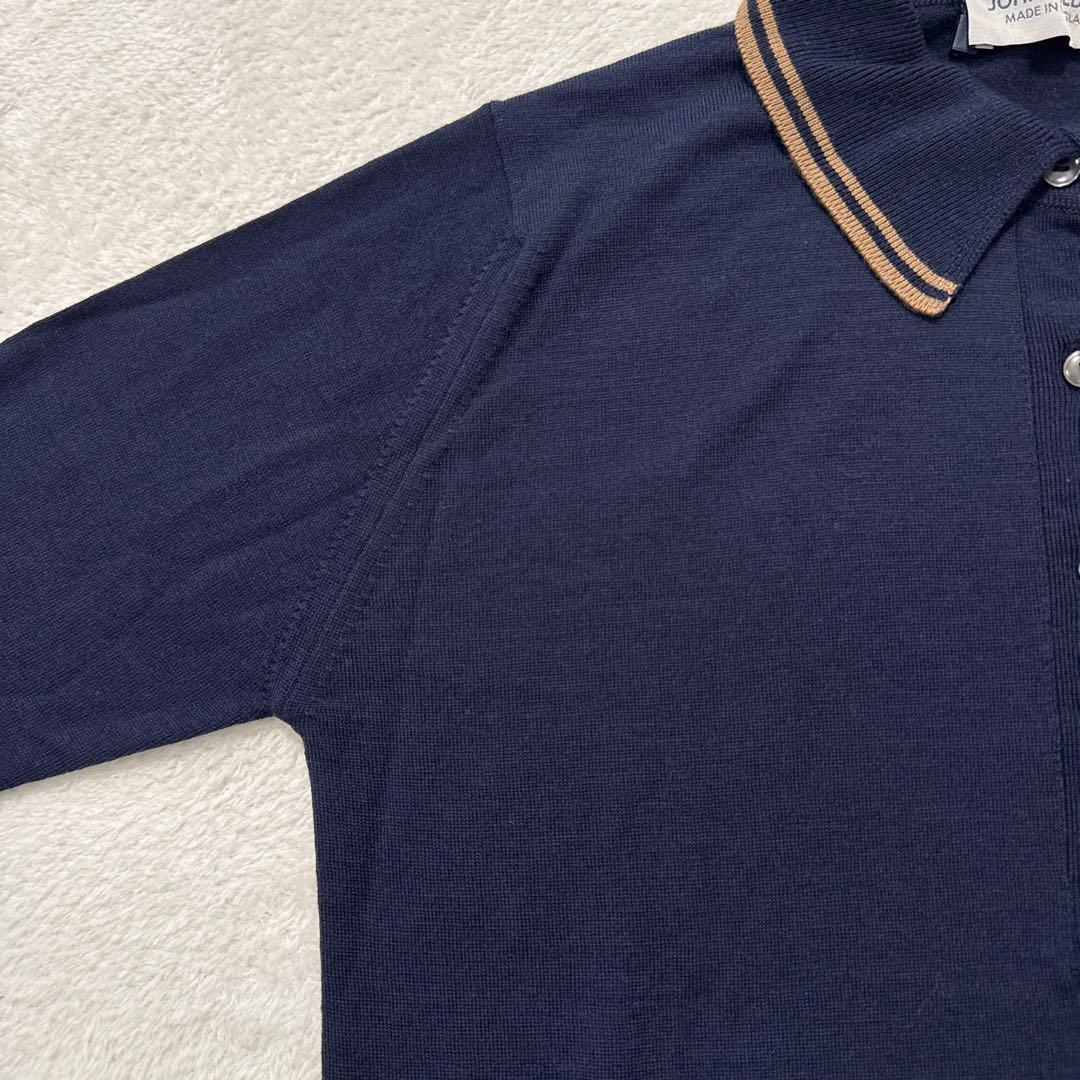 新品 フレッドペリー × ジョンスメドレー ポロシャツ 長袖 ネイビー 春夏秋