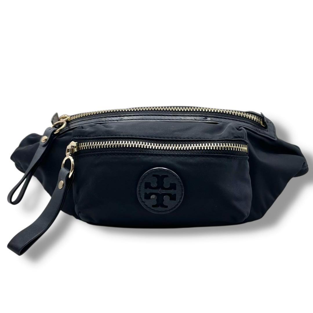 極美品✨ トリーバーチ エラ ナイロン ウエストポーチ レザー 黒