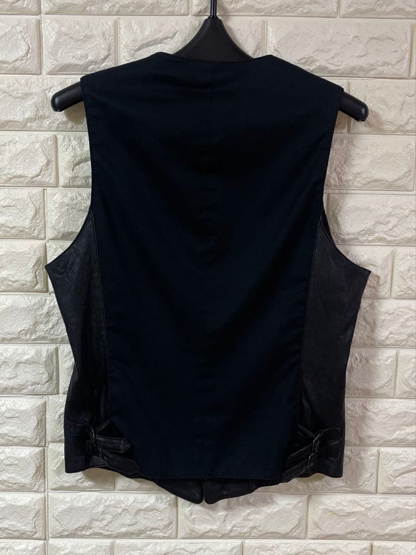 5351 POUR LES HOMMES 羊革 レザーベスト ジレ ブラック 3