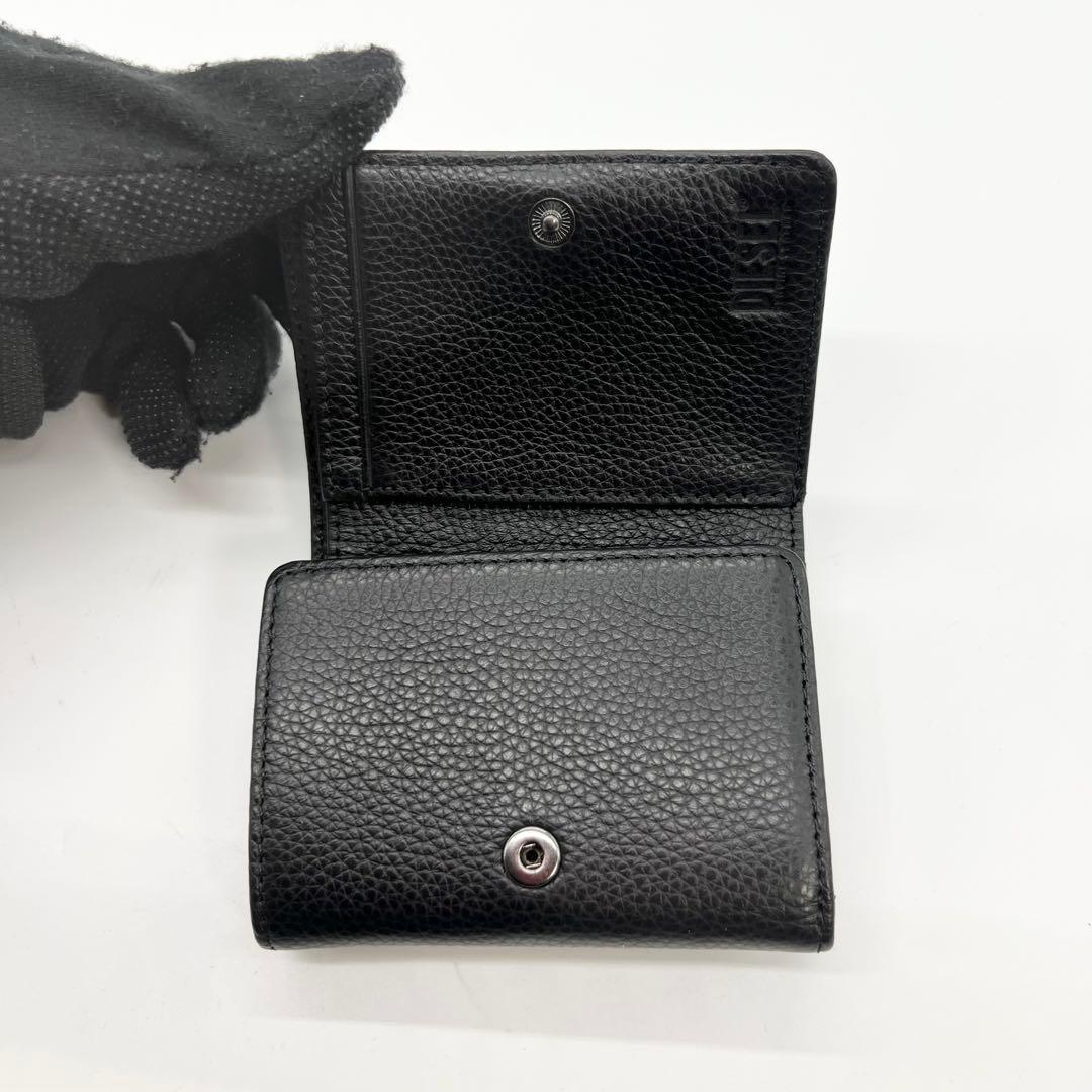 新品未使用✨DIESEL　三つ折り財布　ミニサイフ　レザー　ブラック　正規品