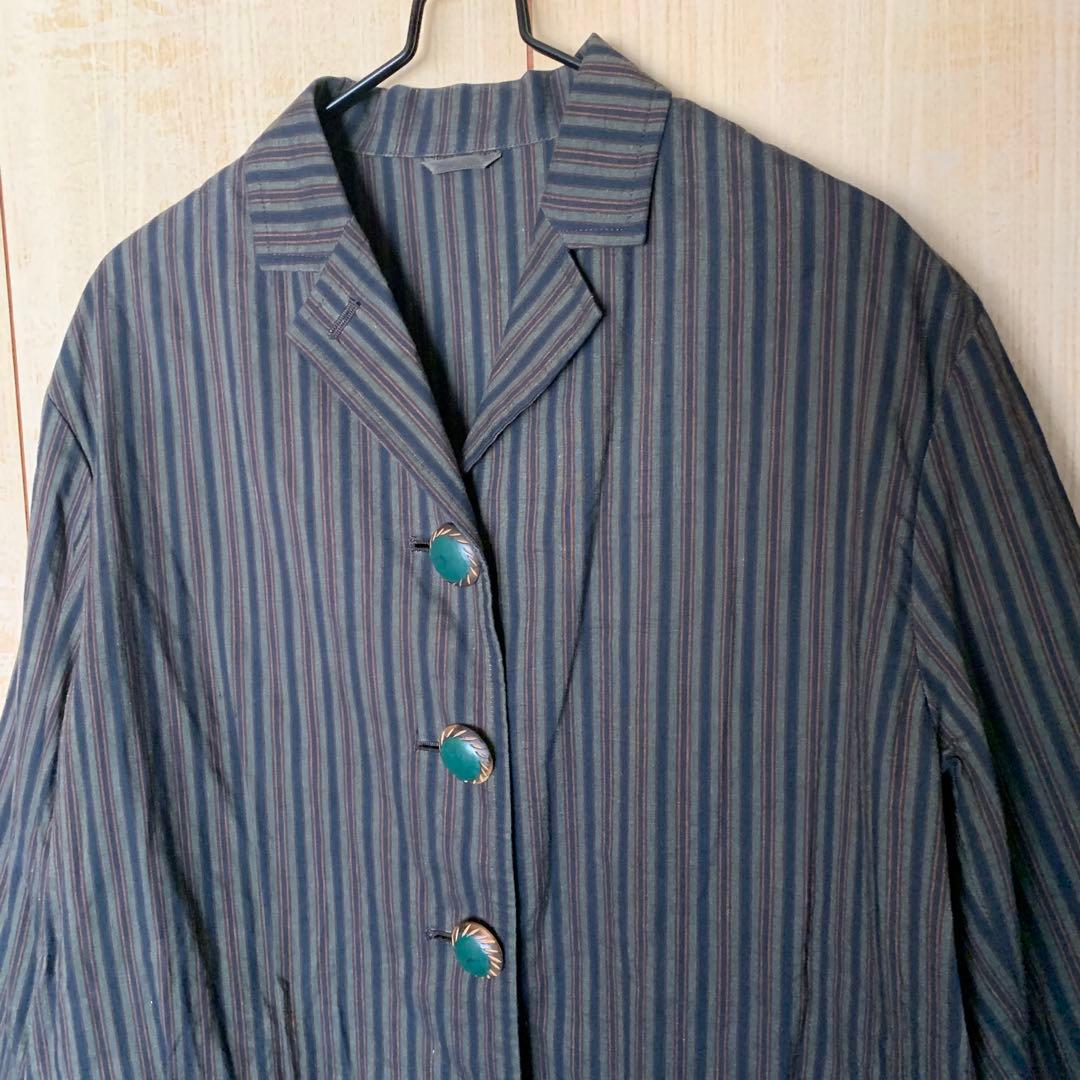 romeo gigli ストライプ　ジャケット　綿麻