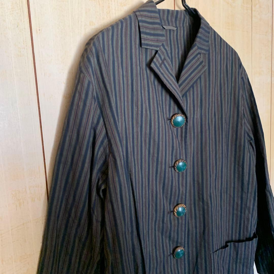 romeo gigli ストライプ　ジャケット　綿麻
