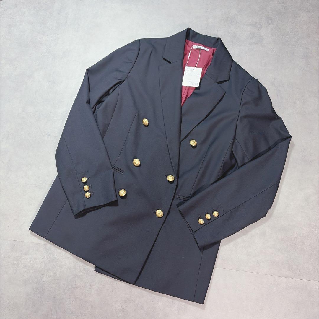 新品✨ エマテイラー 紺ブレ ダブルショートジャケット 金ボタン