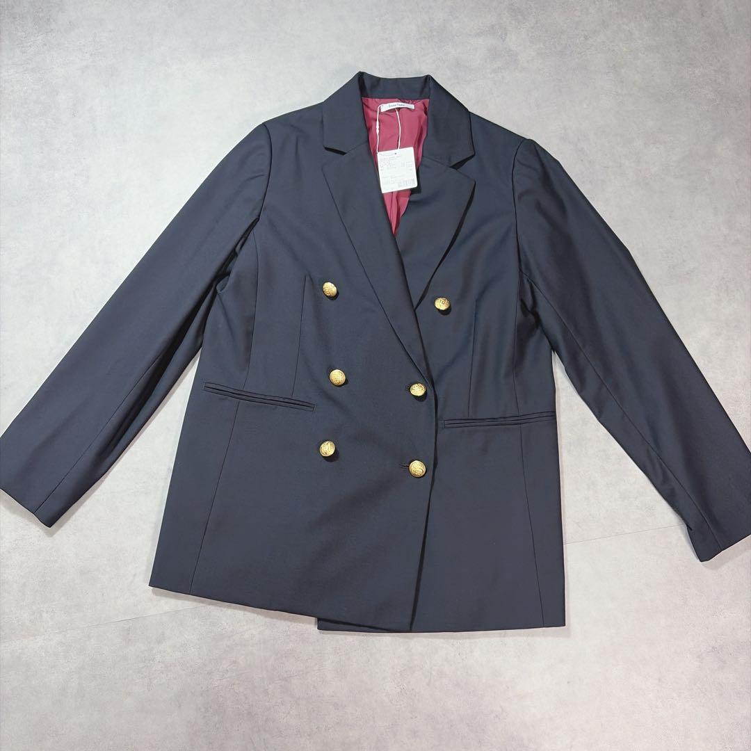 新品✨ エマテイラー 紺ブレ ダブルショートジャケット 金ボタン