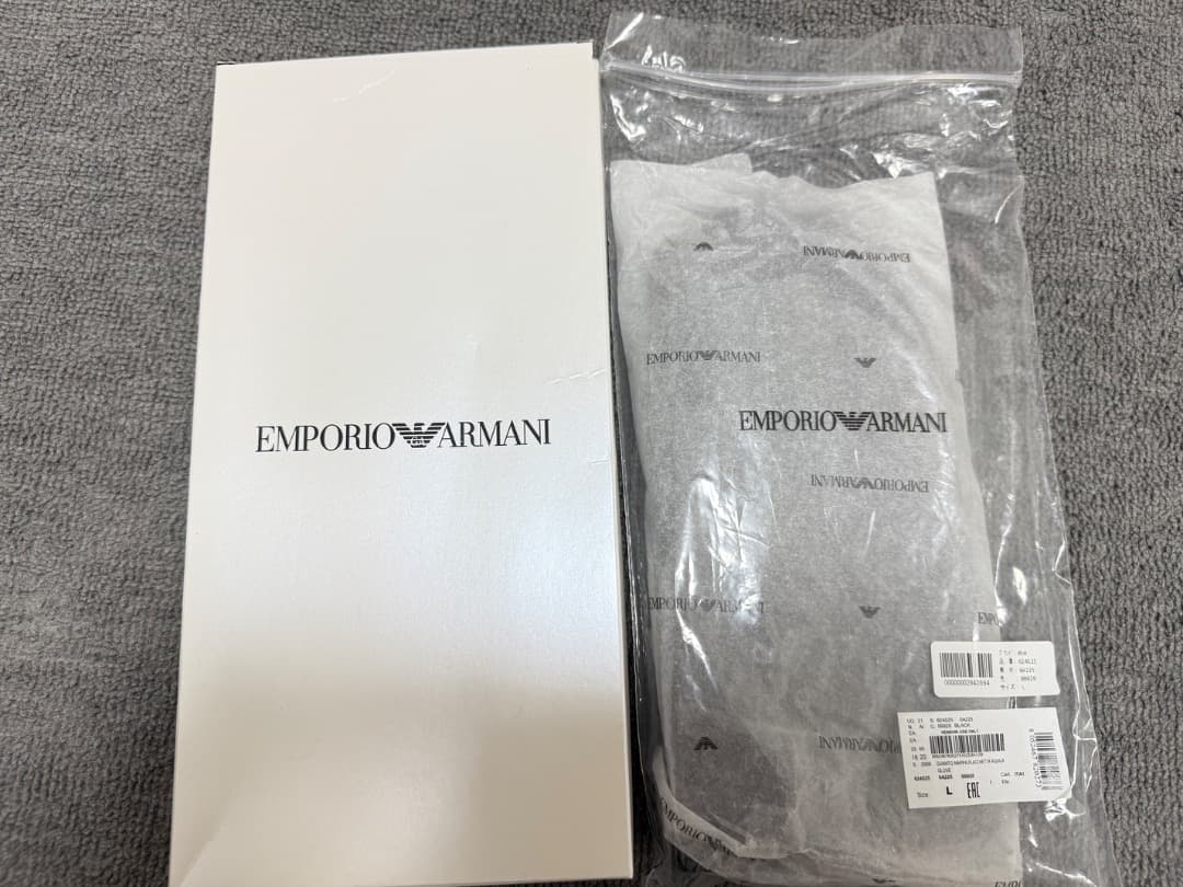 EMPORIO ARMANI ブラックレザー手袋 新品タグ付き サイズL
