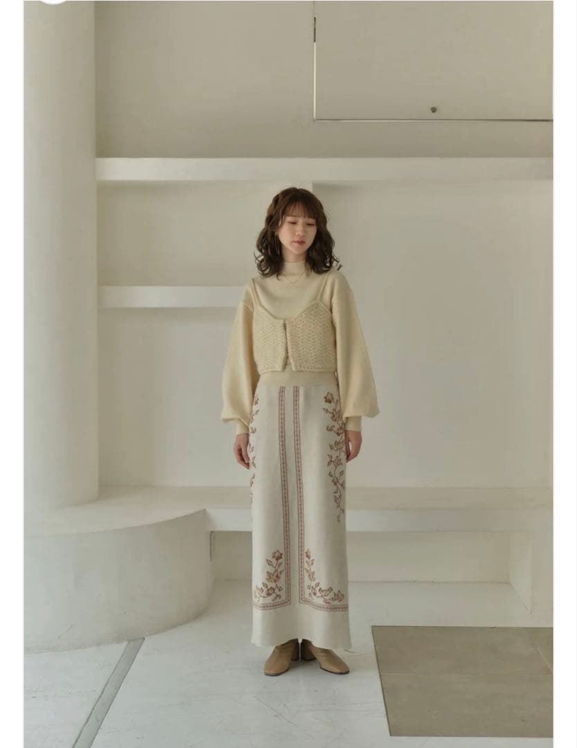 スカート SCARF MOTIF KNIT SKIRT