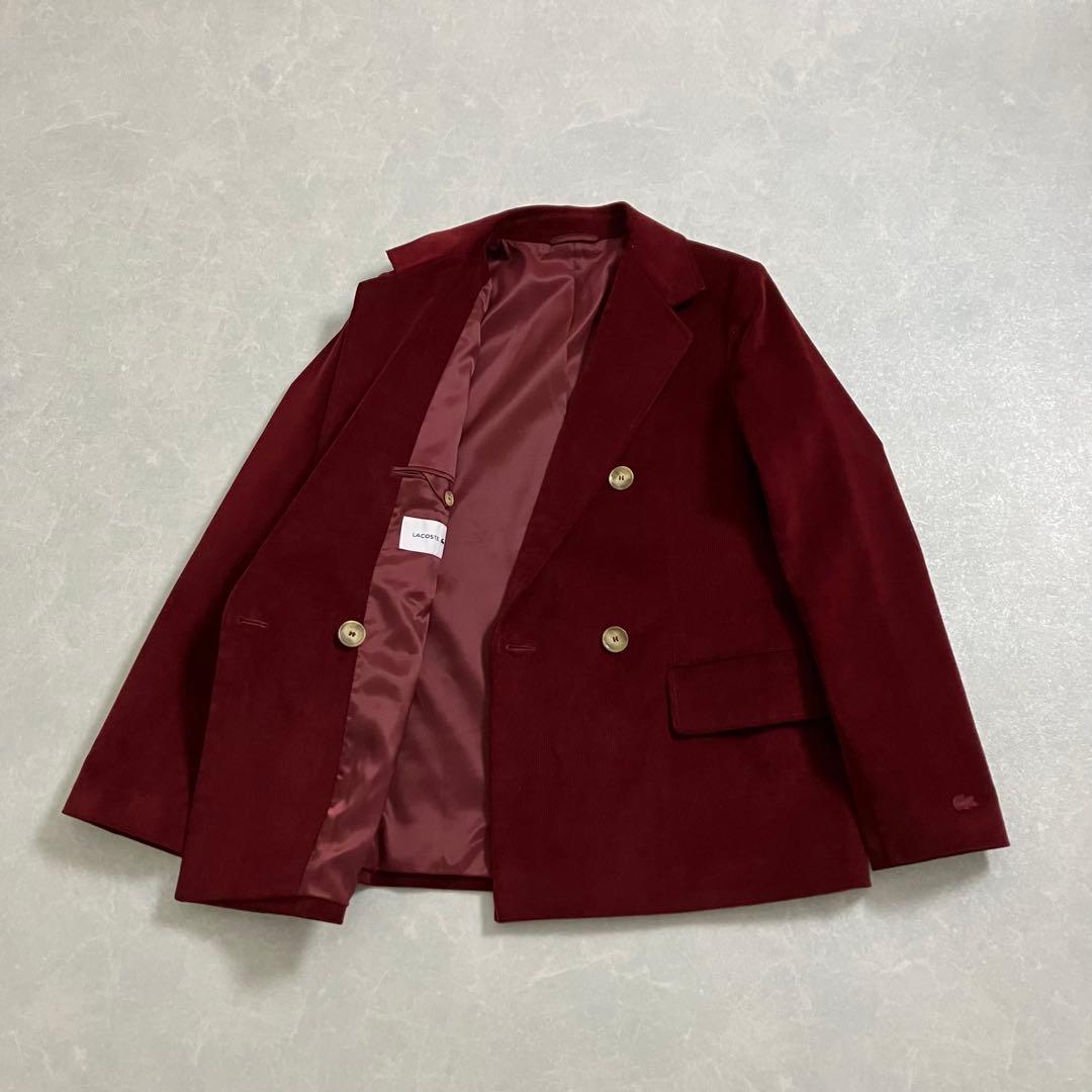LACOSTE　ラコステ　ジャケット　コーデュロイ　ダブル　36　レッド　赤