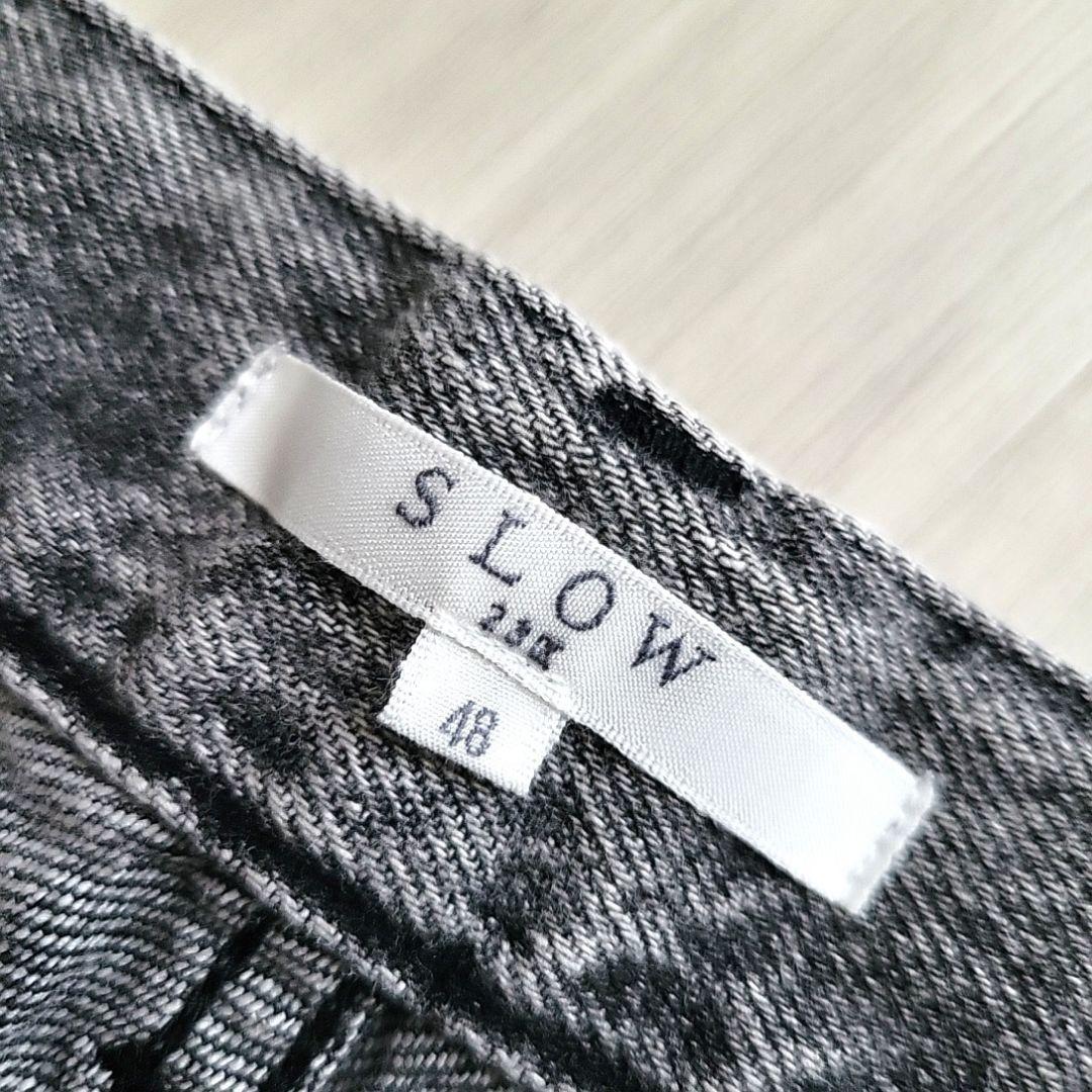 新品 23区 SLOW 美脚 スリット ストレート デニム 大きいサイズ 48