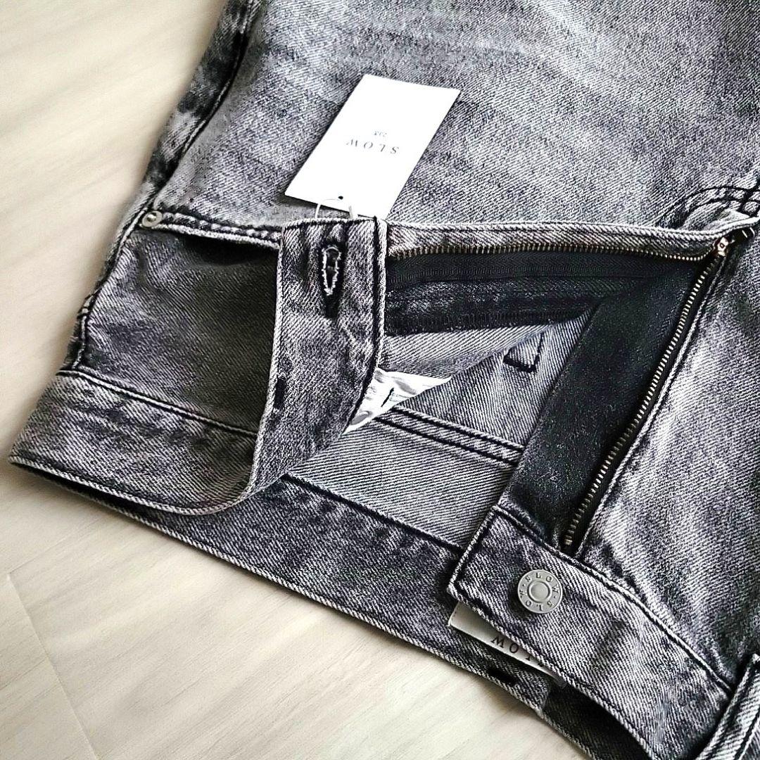 新品 23区 SLOW 美脚 スリット ストレート デニム 大きいサイズ 48