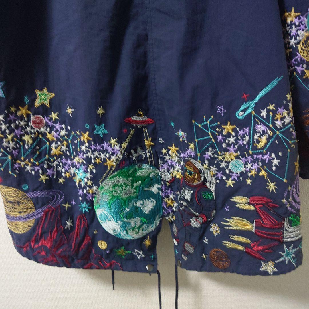 go slow caravan　宇宙　星　刺繍　モッズコート ネイビー サイズ４