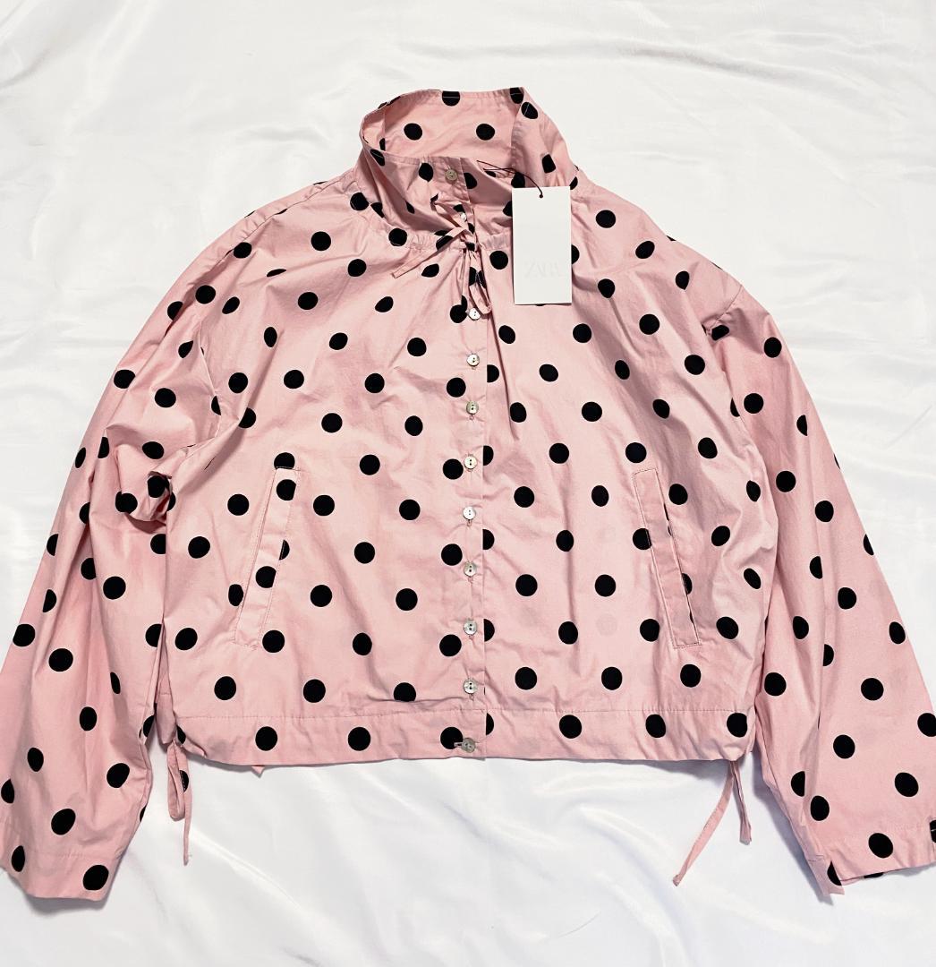 新品⭐ ZARA ドットプリントジャケット ライトピンク XS