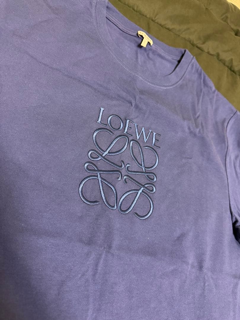 LOEWE ネイビー 刺繍ロゴ Tシャツ
