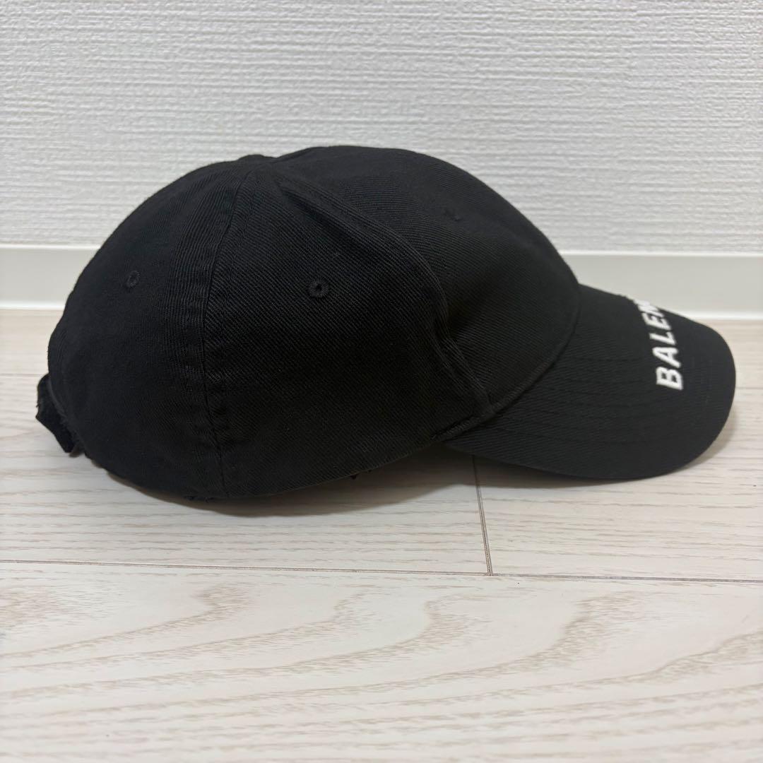 ✨美品✨BALENCIAGA　バイザーロゴ　キャップ　L58　マジックテープ　黒