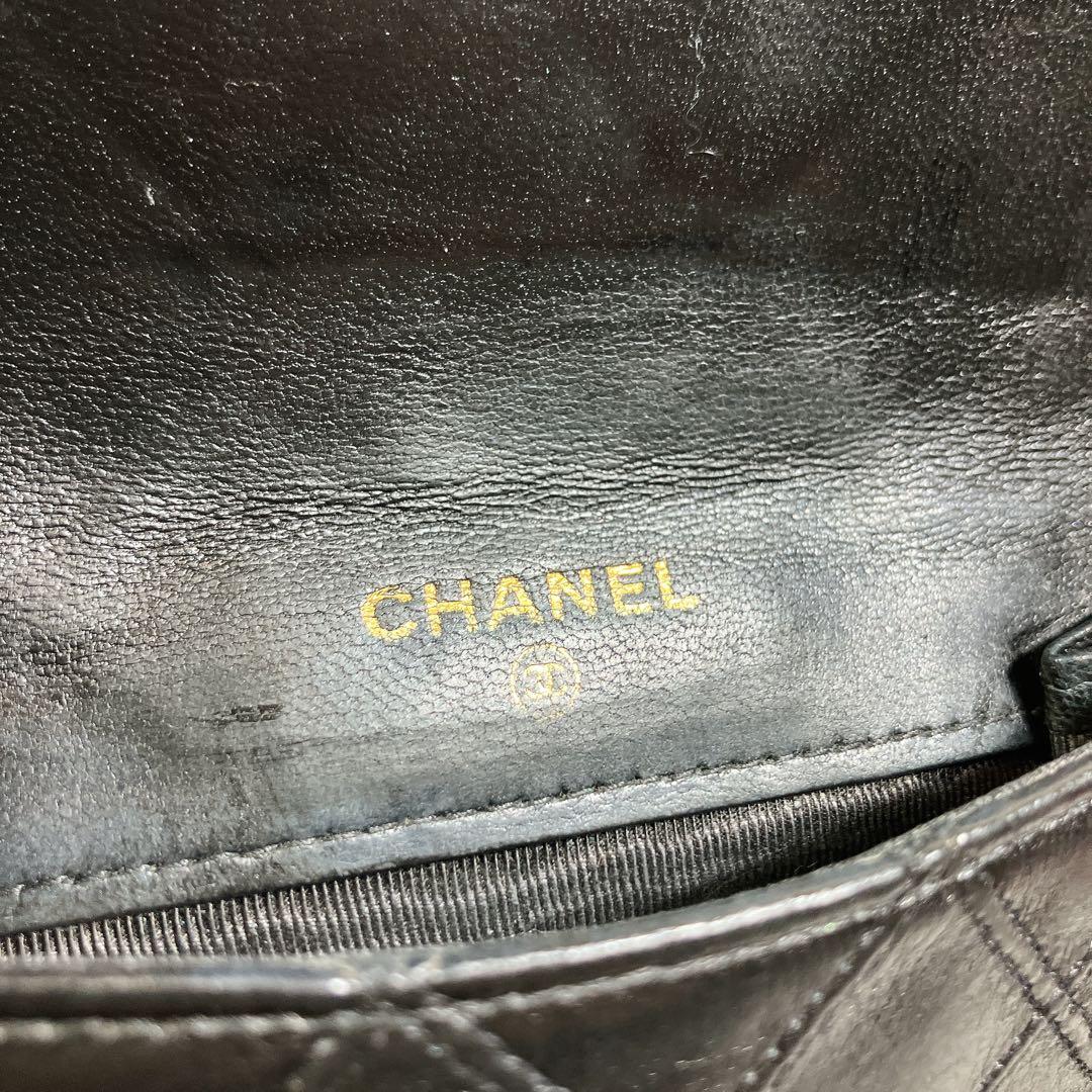 美品 CHANEL ビコローレ ココ Wホック 財布 ラムスキン ダブルステッチ
