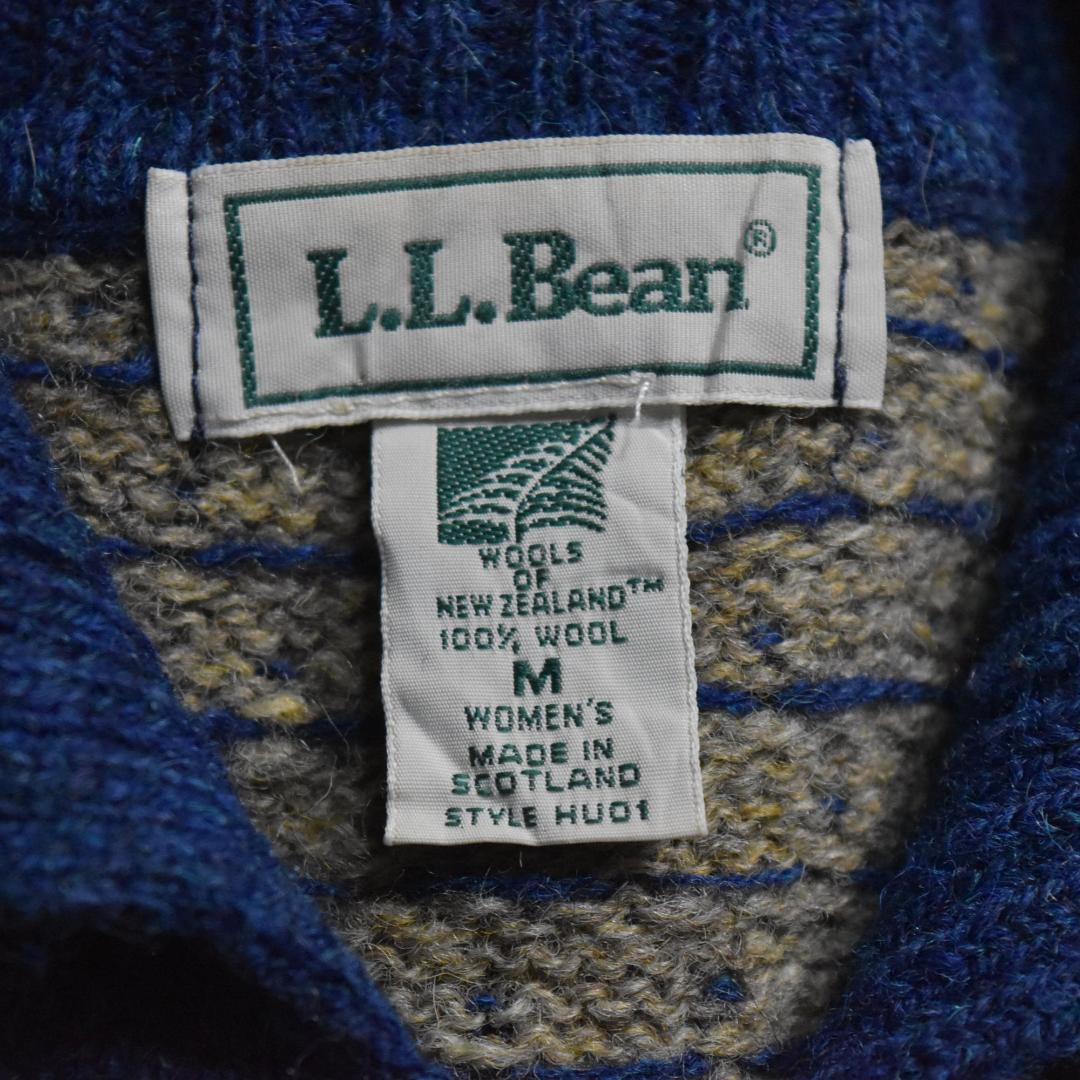 L.L.Bean スコットランド製 バーズアイ ウールニットカーディガン