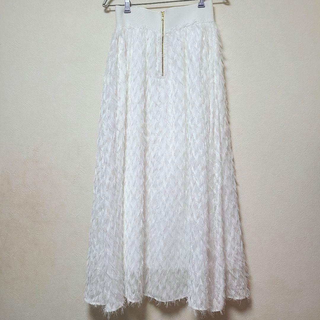 lounie　シアーフェザー刺繍スカート　ホワイト