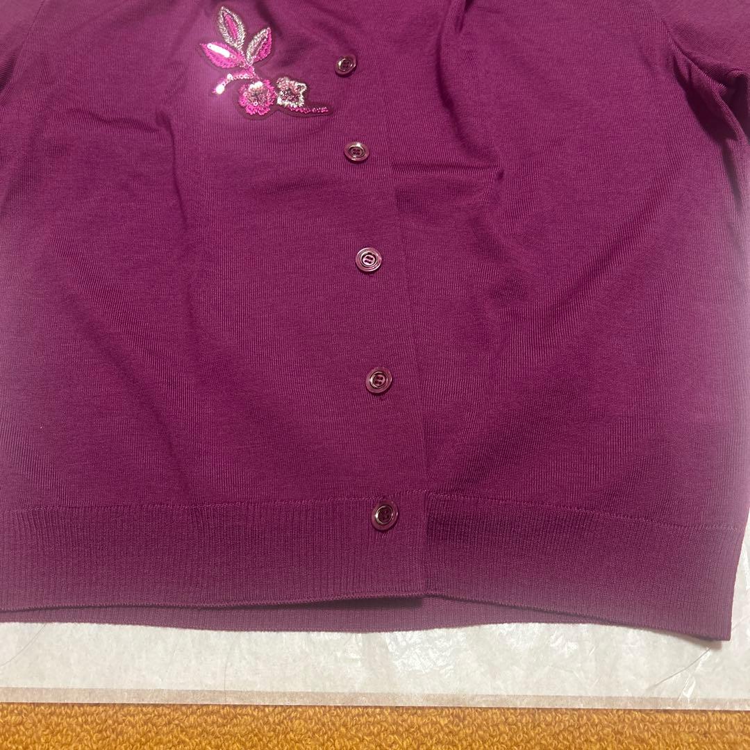 ユキトリイ　カーディガン　ニット刺繍　花　YUKITORII