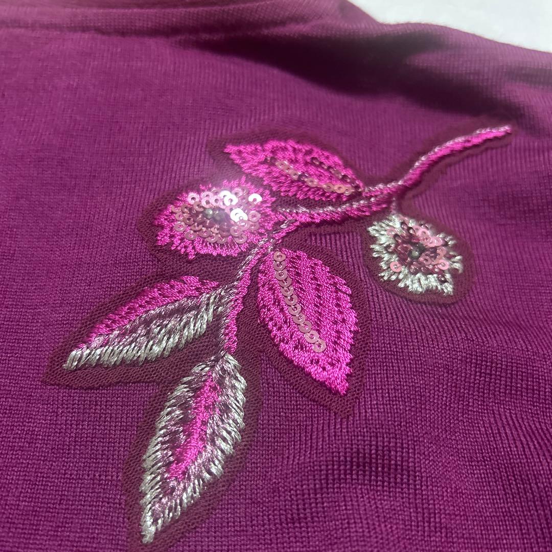 ユキトリイ　カーディガン　ニット刺繍　花　YUKITORII