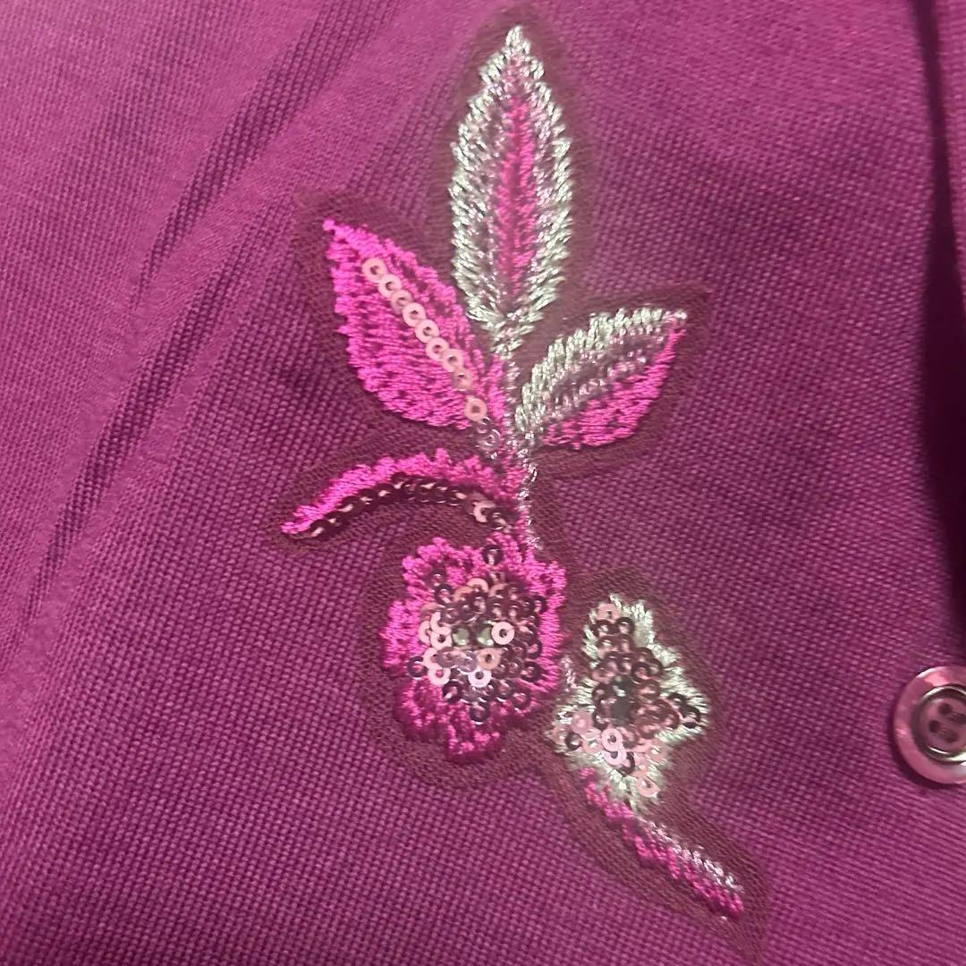 ユキトリイ　カーディガン　ニット刺繍　花　YUKITORII