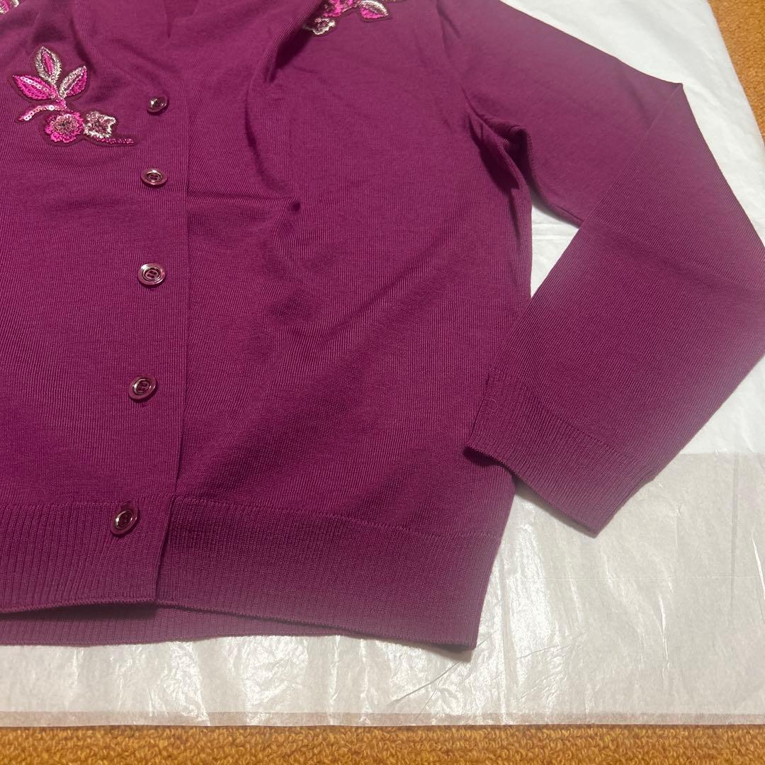 ユキトリイ　カーディガン　ニット刺繍　花　YUKITORII