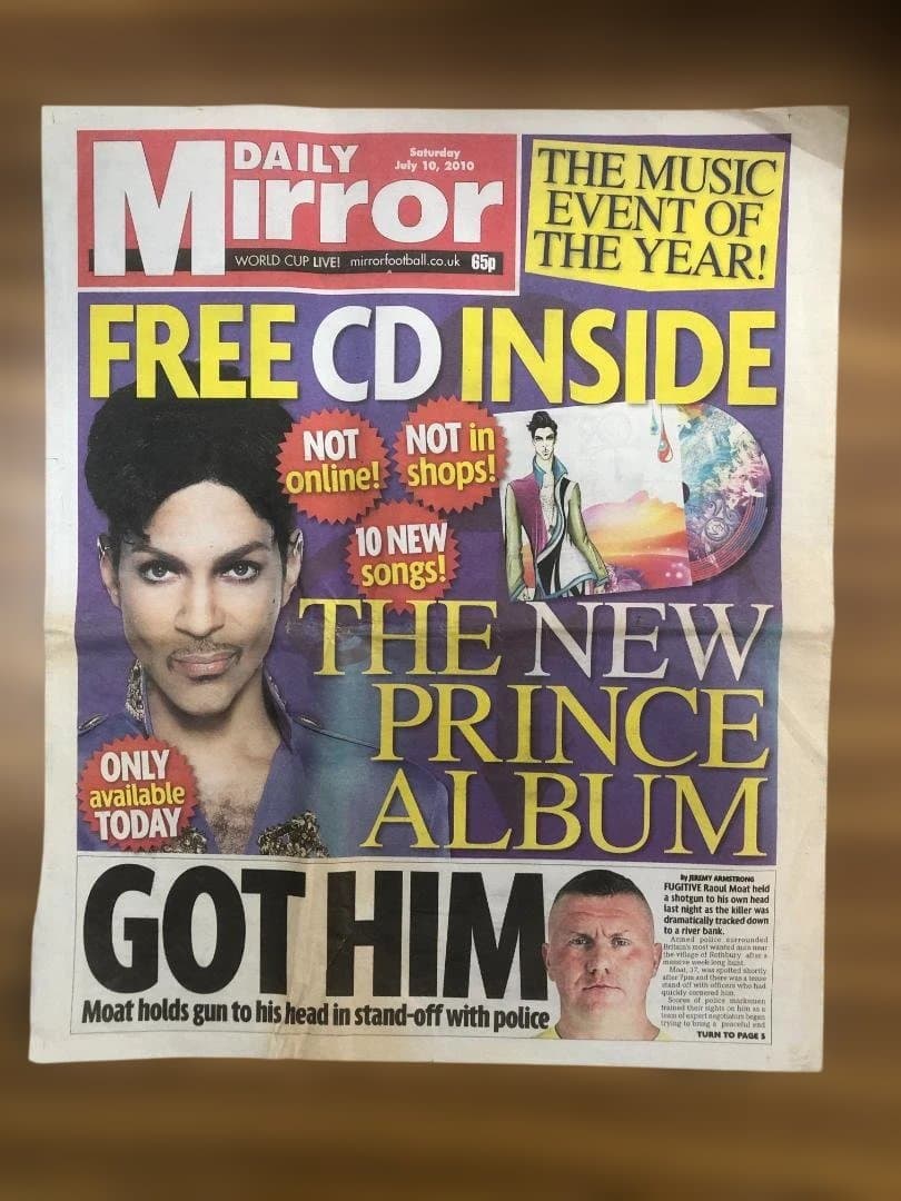 Prince 20Ten 英国Daily Mirror配布当日のUK版実物新聞付