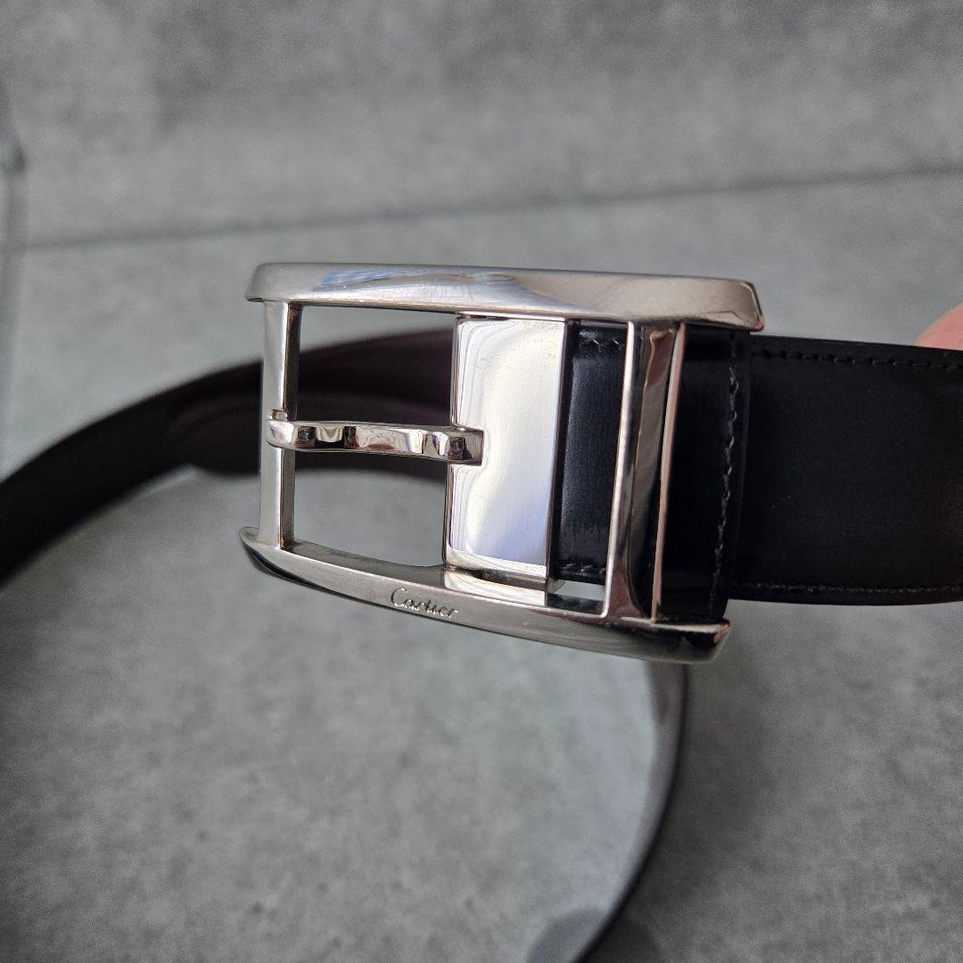 美品 カルティエ タンクアメリカン ベルト シルバー ブラック