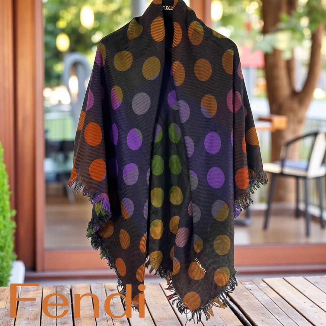 Fendi フェンディ　ドット柄 ウールストール　ウールショール