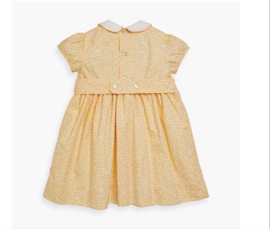 AmaiaKidsアマイアキッズ 黄色花柄スモッキングワンピース襟付き2歳-3歳