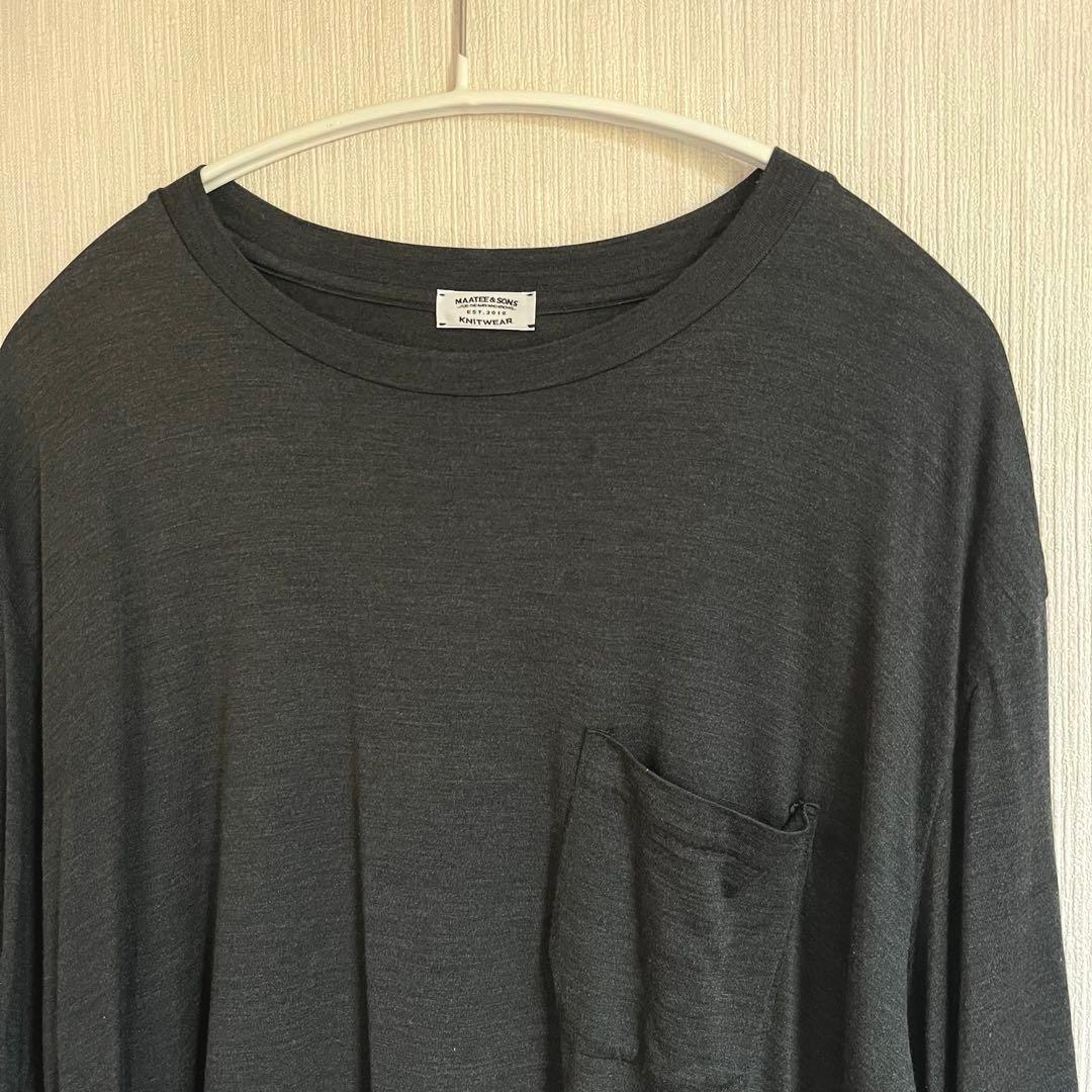 maatee&sons シルクポケットTシャツ 4 タグ付き チャコールグレー