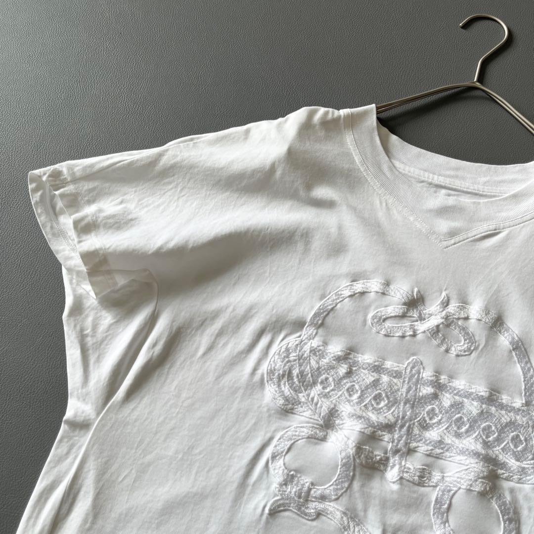 ▼エルメス HERMES エンブロイダリーレース 刺繍Tシャツ カデナ 南京錠