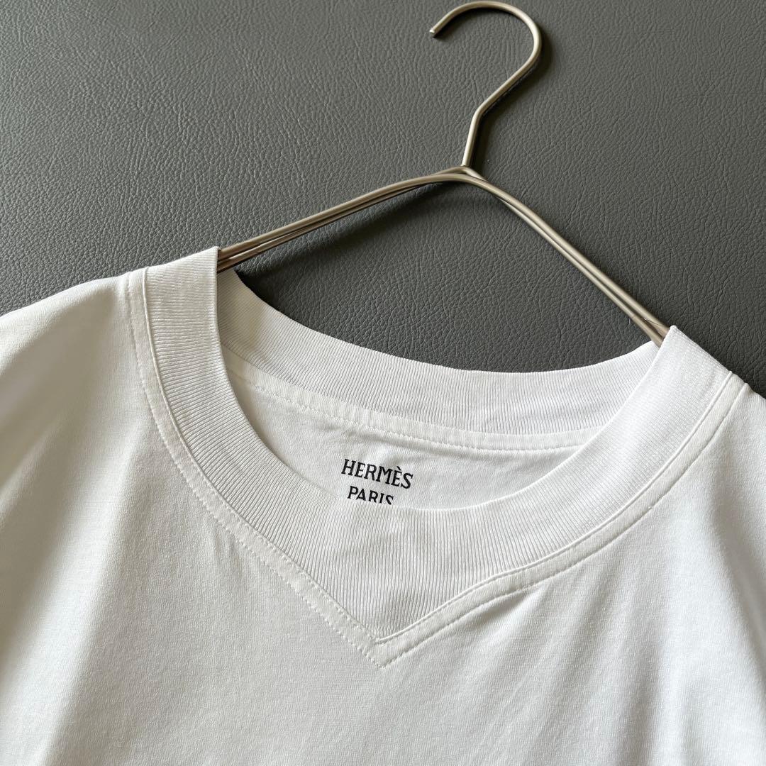 ▼エルメス HERMES エンブロイダリーレース 刺繍Tシャツ カデナ 南京錠