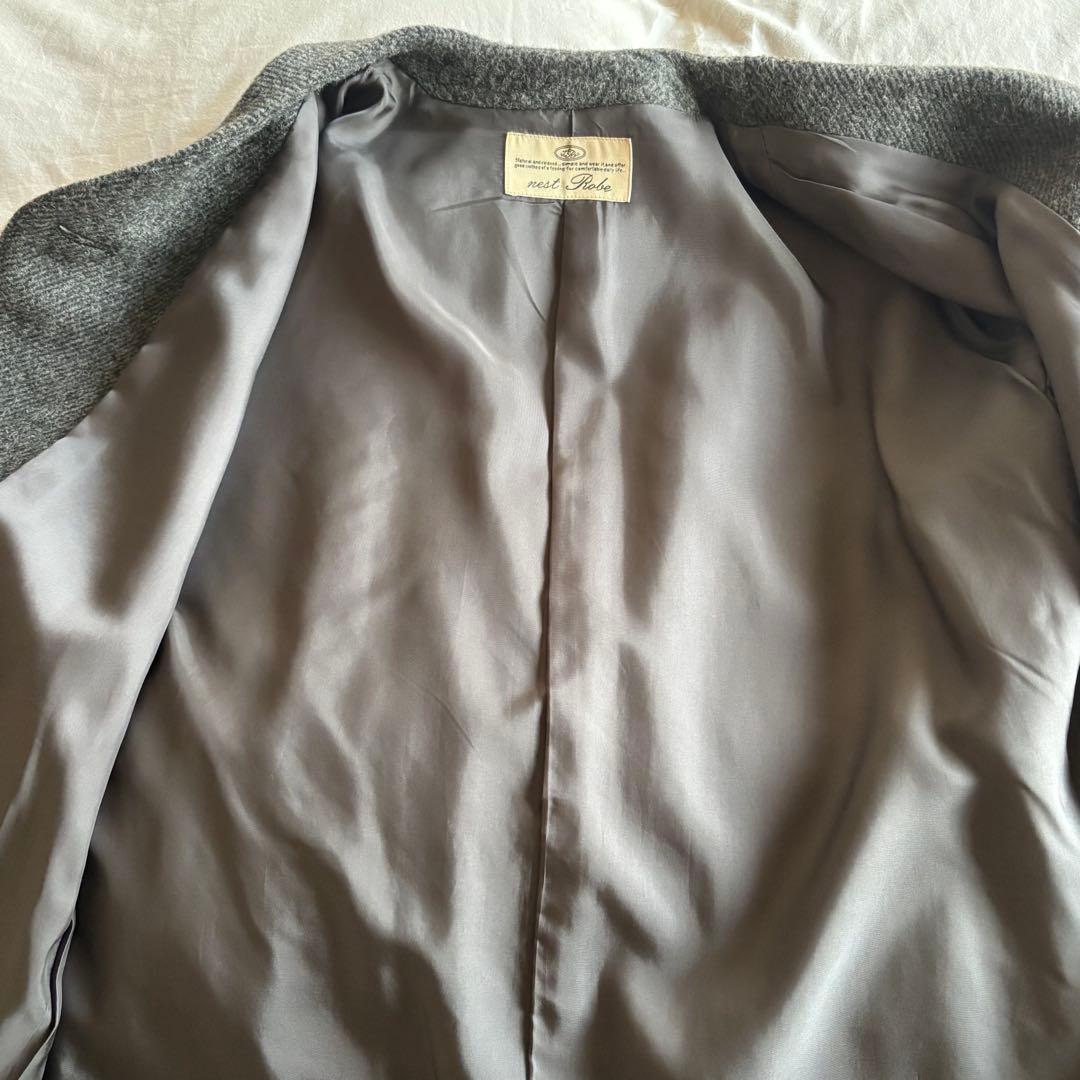 【美品】nest Robe グレー ノーカラーコート