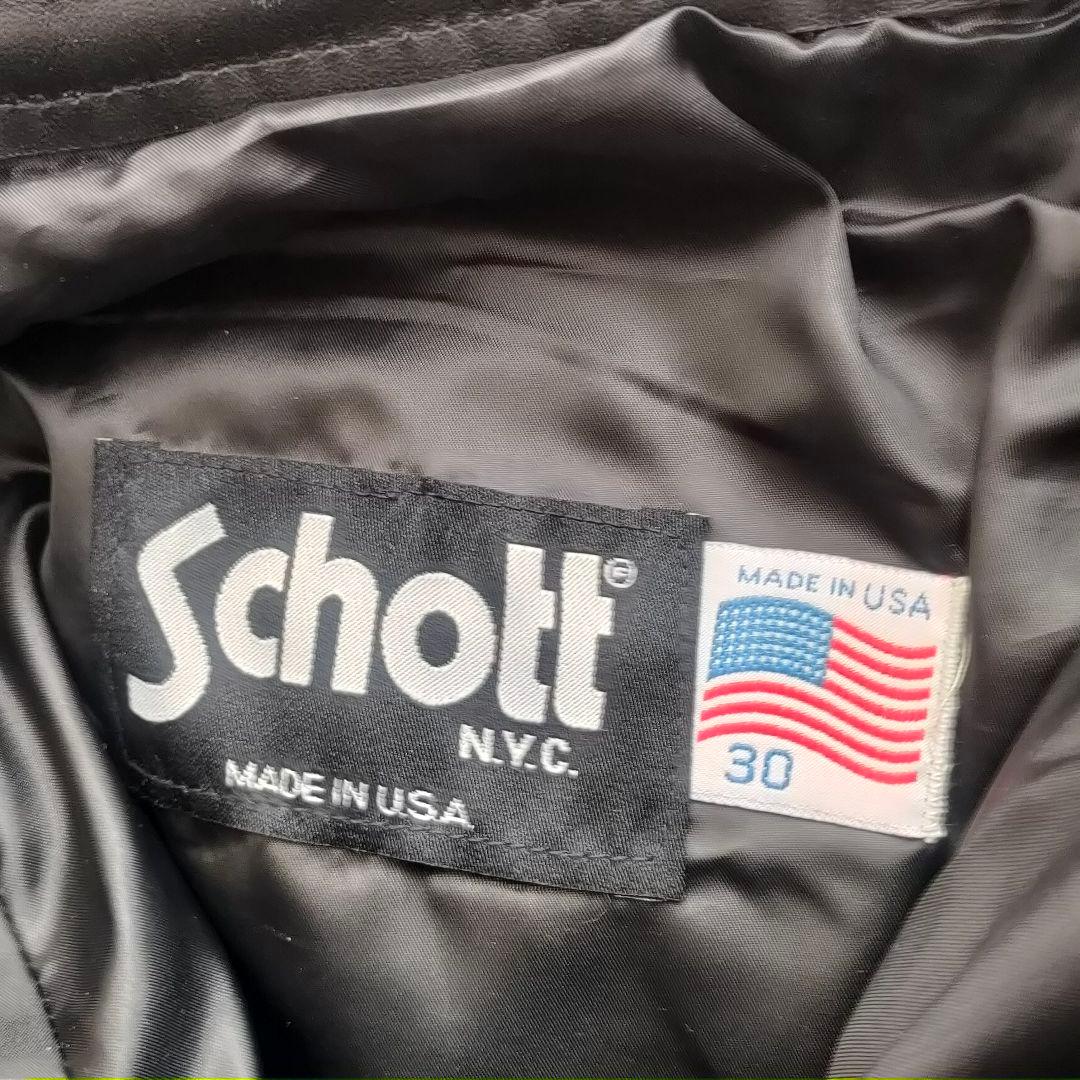ショット Schott レザーパンツ USA製 30 黒 ブラック ライダー