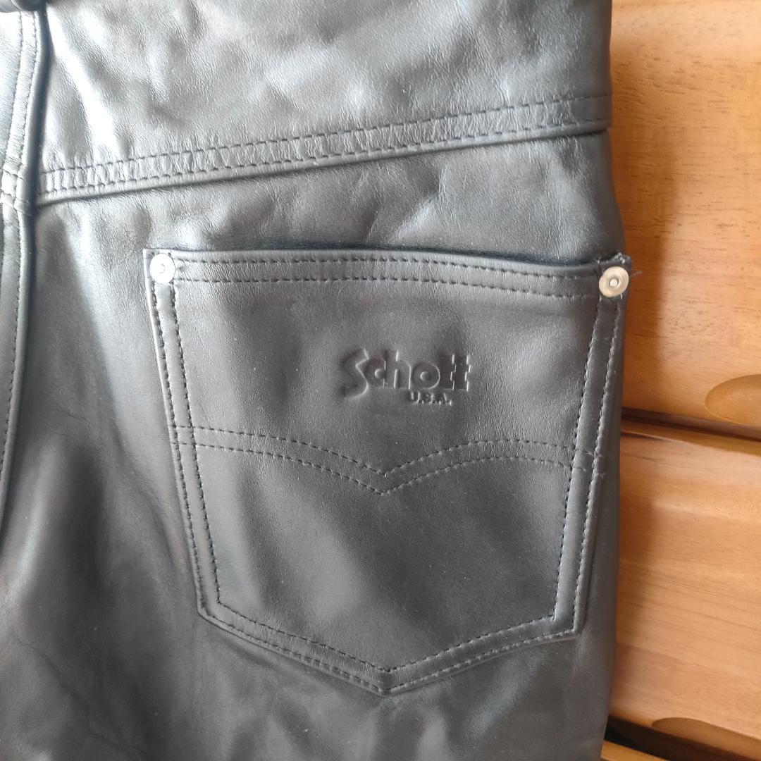 ショット Schott レザーパンツ USA製 30 黒 ブラック ライダー