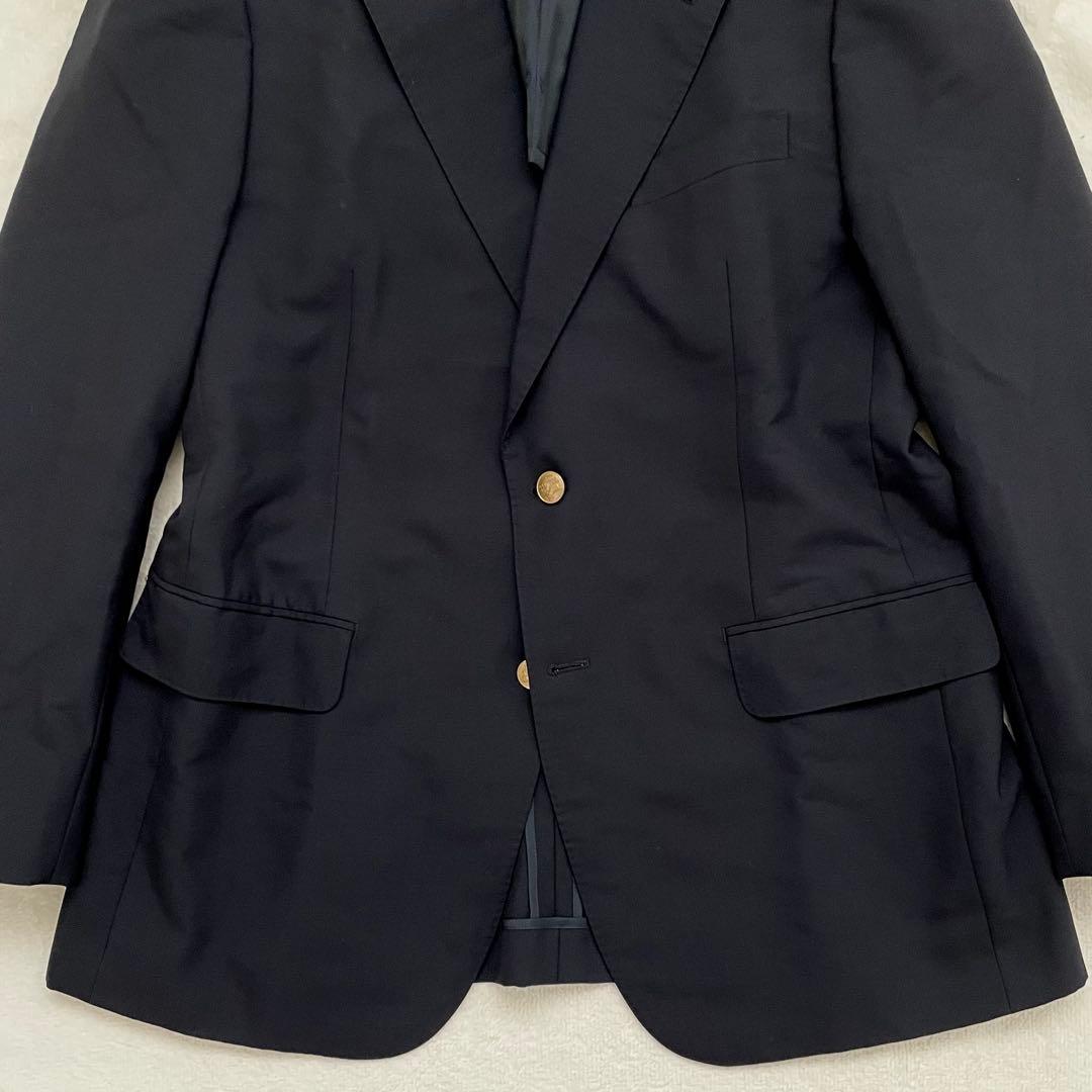 美品 BURBERRYS 紺ブレザー モヘア混 金ボタン 2B 大きいサイズ