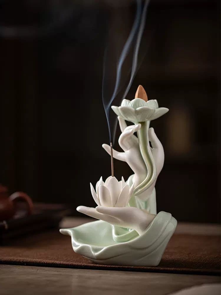 磁器 香炉 仏手蓮華倒流香炉 檀香炉 薫香炉 装飾品 工芸品 置物