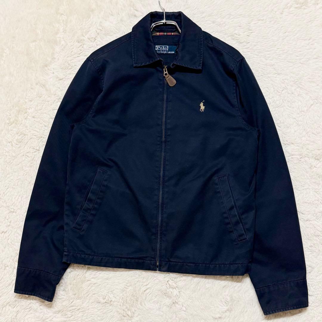 90s ポロ バイ ラルフローレン スイングトップ ネイビー 裏地チェック XS
