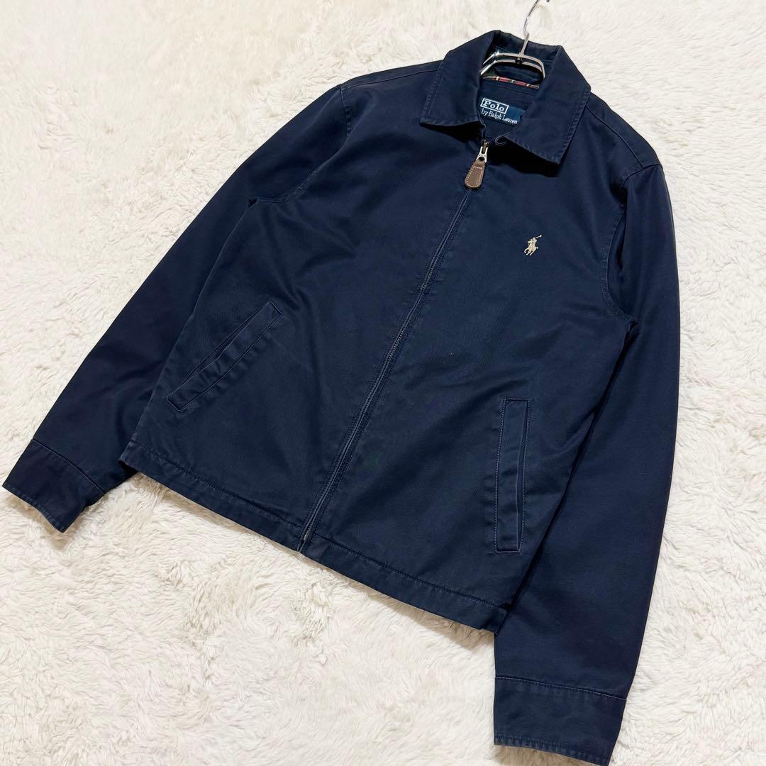 90s ポロ バイ ラルフローレン スイングトップ ネイビー 裏地チェック XS