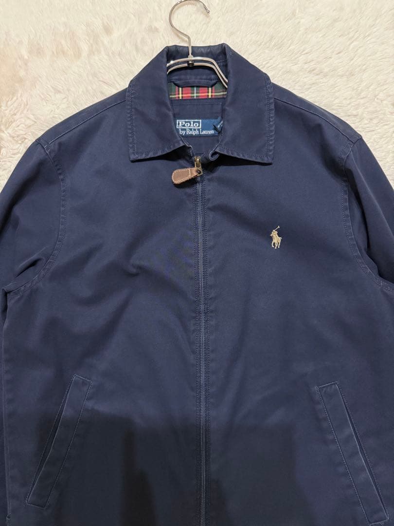 90s ポロ バイ ラルフローレン スイングトップ ネイビー 裏地チェック XS