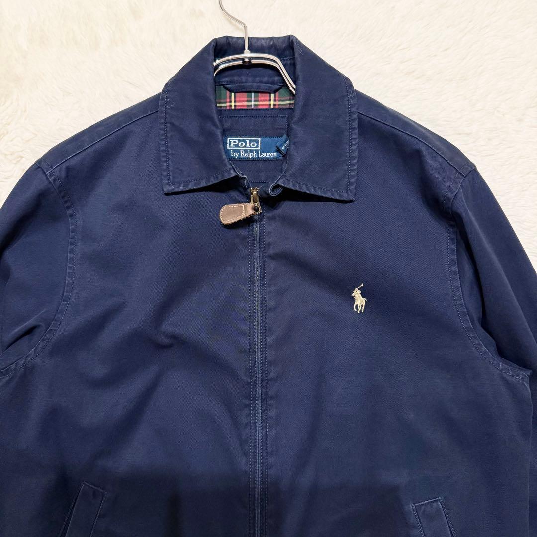 90s ポロ バイ ラルフローレン スイングトップ ネイビー 裏地チェック XS