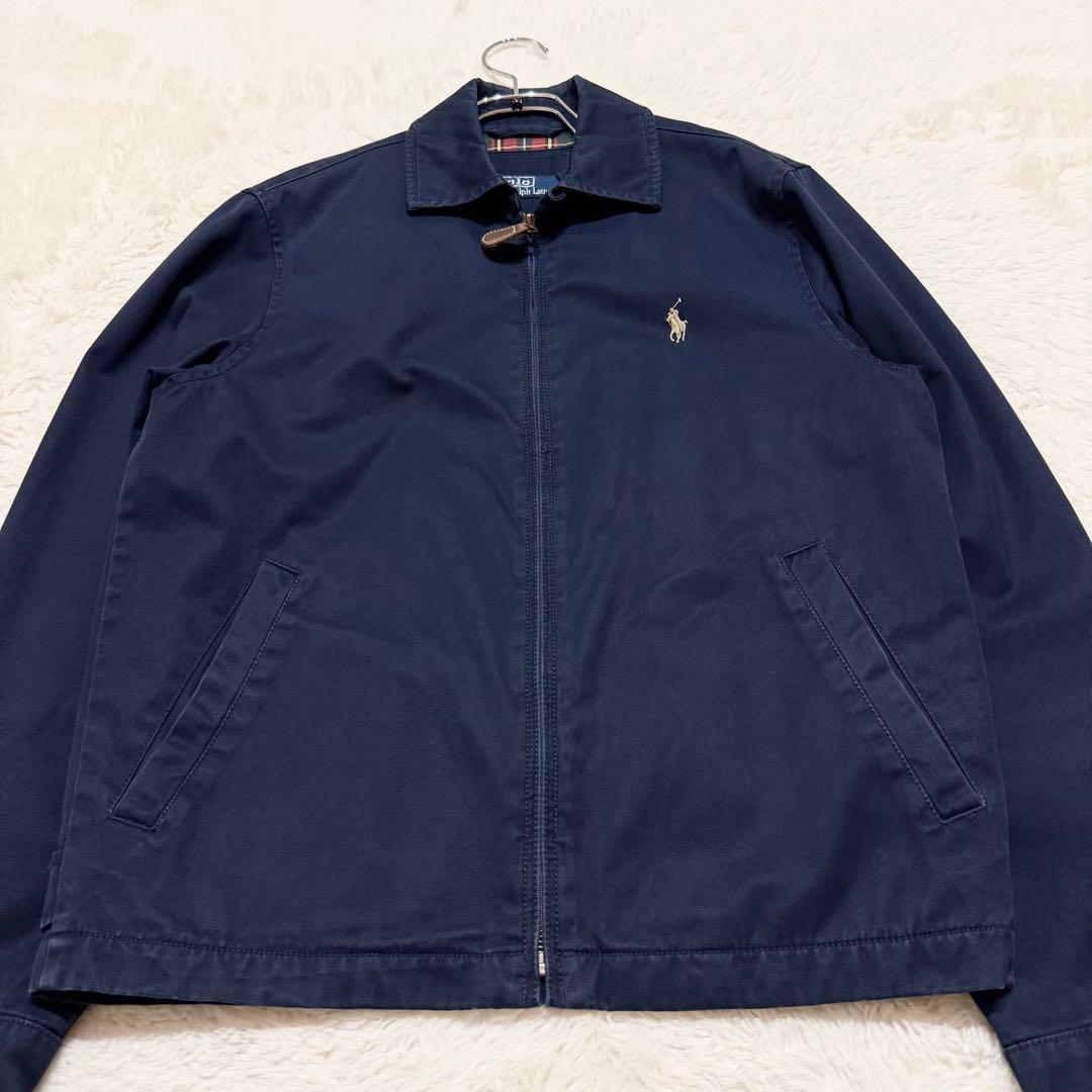 90s ポロ バイ ラルフローレン スイングトップ ネイビー 裏地チェック XS