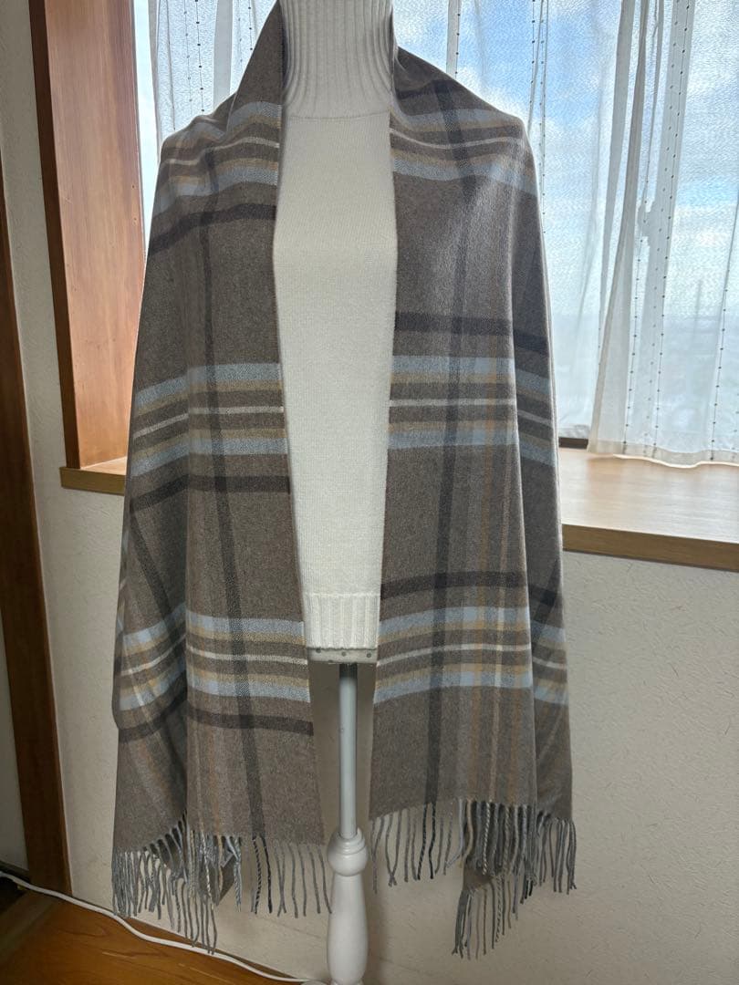 Johnstons of Elgin 100%カシミヤ チェック柄大判ストール