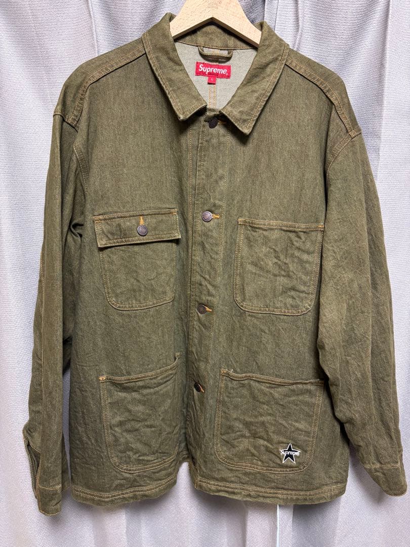 【未使用】Supreme Denim Chore Coat Olive L