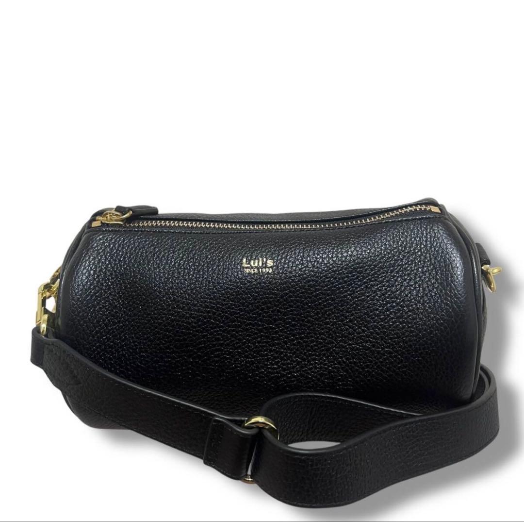 極美品 Lui's ルイス ショルダーバッグ シュリンクレザードラムポーチ